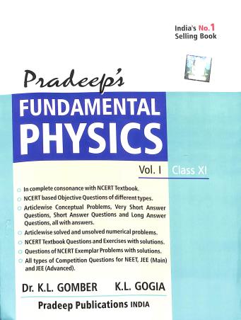 Book cover number 1 for Pradeep's Fundamental Physics Class 11 Volume 1 & 2 written by K. L. Gomber, K. L. Gogia published by Pradeep Publications