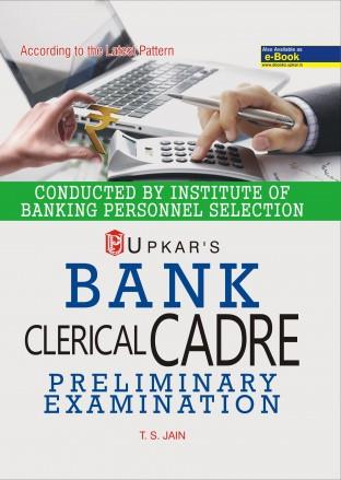Book cover number 1 for Bank Clerical Cadre Preliminary Examination written by T. S. Jain published by Upkar Prakashan