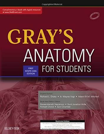 Book cover number 1 for Gray's Anatomy For Students (First South Asia Edition) written by Richard L. Drake, A. Wayne Vogl, Adam W. M. Mitchell published by Elsevier