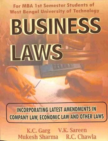 Book cover number 1 for Business Laws written by K. C. Garg, V. K. Sareen, Mukesh Sharma published by Kalyani Publishers