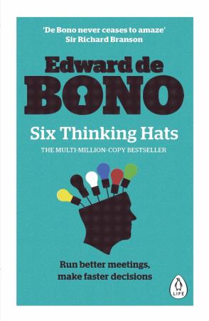 Book cover number 1 for Six Thinking Hats written by Edward De Bono published by Penguin Books
