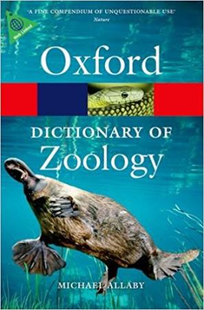 Book cover number 1 for Oxford Dictionary of Zoology written by Michael Allaby published by Oxford University Press