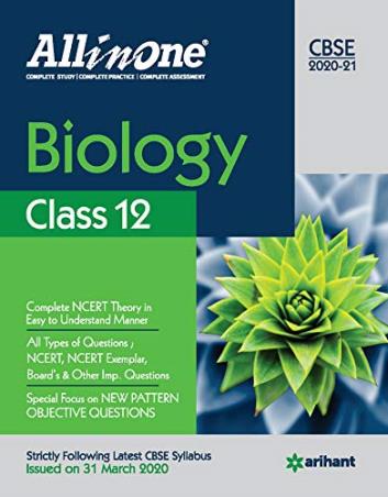 Book cover number 1 for All In One Biology CBSE Class 12 written by Hema Batra, Pridhi Bhatia published by Arihant Prakashan