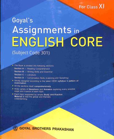 Book cover number 1 for Goyal's Assignments In English Core Class 11 written by Indu Lekha Wanchoo published by Goyal Brothers Prakashan