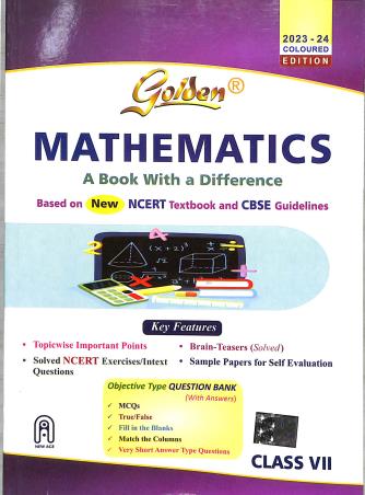 Book cover number 1 for Golden Mathematics (A Book With A Difference) Class 7 (2023-24) written by Hari Kishan published by New Age International (P) Limited, Publishers