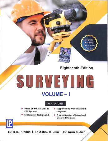 Book cover number 2 for Surveying Volume 1 written by B. C. Punmia, Ashok K. Jain, Arun K. Jain published by Laxmi Publications (P) Ltd.