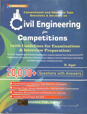Book cover number 1 for Objective Type And Conventional Questions And Answers On Civil Engineering & Competition written by R. Agor published by Khanna Publishers