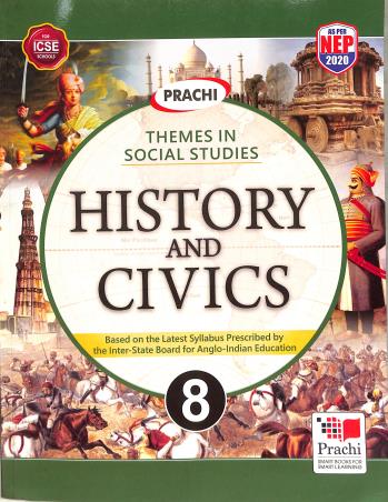 Book cover number 1 for History And Civics 8 (ICSE) NEP 2020 written by Ruchi Pande published by Prachi (India) Pvt. Ltd.