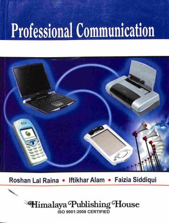 Book cover number 1 for ProFessional Communication written by Roshan Lal Raina, Iftikar Alam, Faizia Siddiqui published by Himalaya Publishing House