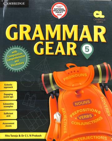 Book cover number 1 for Grammar Gear 5 (NEP 2020) written by Ritu Taneja, C. L. N. Prakash published by Cambridge University Press