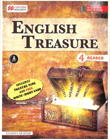 Book cover number 1 for English Treasure Reader 4 (NEP 2020) written by Nandita Mukerji published by Macmillan Education