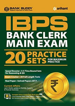 Book cover number 1 for IBPS Bank Clerk Main Exam 20 Practice Sets written by Vinay Sharma, Amit Tanwar published by Arihant Publications (India) Limited