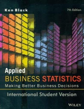 Book cover number 1 for Applied Business Statistics (Making Better Business Decisions) written by Ken Black published by Wiley India Pvt. Ltd.