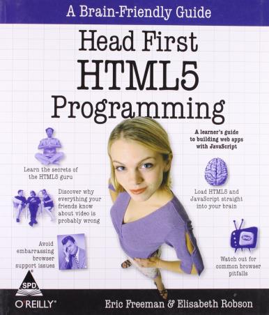 Book cover number 1 for Head First HTML5 Programming written by Eric Freeman, Elisabeth Robson published by Shroff Publishers & Distributors Pvt. Ltd.