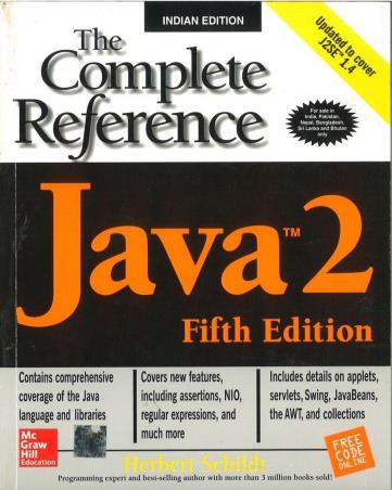 Book cover number 1 for The Complete Reference Java 2 written by Herbert Schildt published by McGraw Hill Education Private Limited