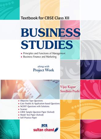 Book cover number 1 for Business Studies : Textbook For CBSE Class 12 (Along With Project Work) written by Vijay Kapur, Sandhita Purbi published by Sultan Chand & Sons (P) Ltd