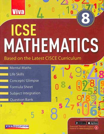 Book cover number 1 for ICSE Mathematics 8 written by Ajay Kumar, Monicaa Abhijit published by Viva Education