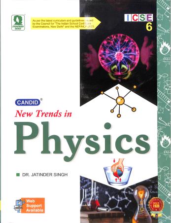 Book cover number 1 for Candid New Trends In Physics Class 6 (ICSE) NEP / NCF 2023 written by Jatinder Singh published by Evergreen Publications (India) Ltd.