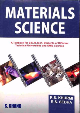 Book cover number 1 for Materials Science written by R. S. Khurmi, R. S. Sedha published by S. Chand Publishing