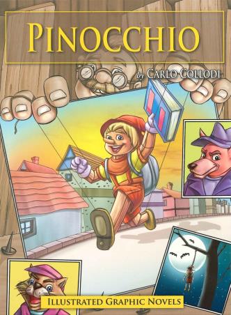 Book cover number 1 for Pinocchio (Illustrated Graphic Novels) written by Carlo Collodi published by Om Books