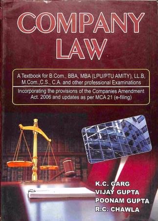 Book cover number 1 for Company Law written by K. C. Garg, Poonam Gupta, Vijay Gupta published by Kalyani Publishers