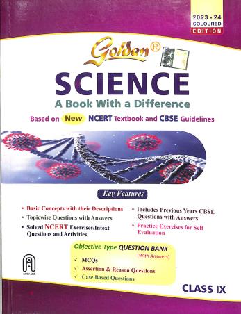 Book cover number 1 for Golden Science Class 9 (A Book With A Difference) CBSE (2023-24) written by R. C. Gupta, S. P. Saxena, Kanta Arora published by New Age International (P) Limited, Publishers