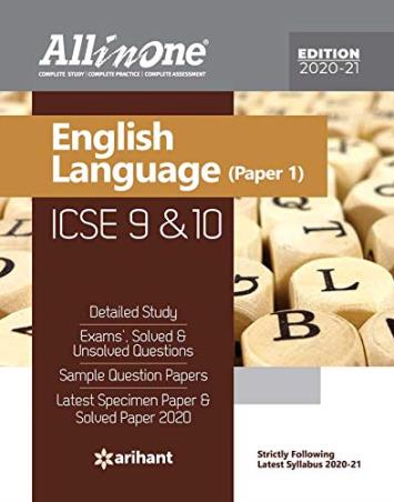 Book cover number 1 for All In One English Language (Paper 1) ICSE Class 9 & 10 written by Mridula Sharma, Amit Tanwar published by Arihant Prakashan