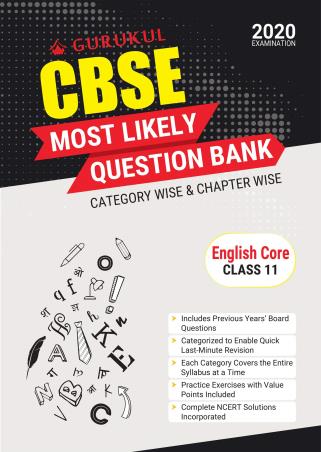 Book cover number 1 for CBSE Most Likely Question Bank English Core Class 10 (2020 Examination) written by Neena Sharma, Malvika Srivastava published by Gurukul Books & Packaging