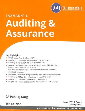 Book cover number 1 for Auditing & Assurance (Nov 2019 Exam New Syllabus) written by Pankaj Garg published by Taxmann Publications Pvt. Ltd.