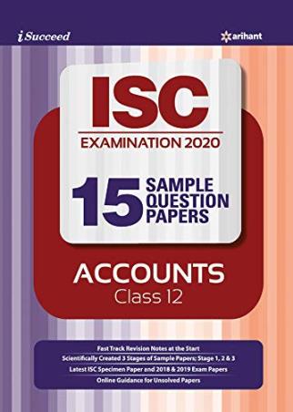 Book cover number 1 for 15 Sample Question Papers : Accounts Class 12 (ISC Examination 2020) written by Parul Jain published by Arihant Prakashan