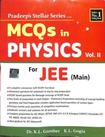 Book cover number 1 for MCQs In Physics For JEE (Main) Volume 2 written by K. L. Gomber, K. L. Gogia published by Pradeep Publications