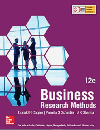 Book cover number 1 for Business Research Methods written by J. K. Sharma, Donald R. Cooper, Pamela S. Schindler published by McGraw Hill Education Private Limited