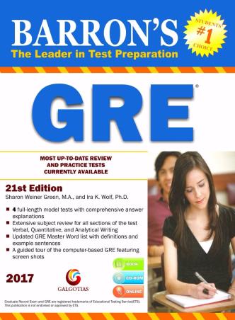 Book cover number 1 for Barron's GRE 21st Edition - 2017 written by NA published by Galgotia Publications Pvt. Ltd.