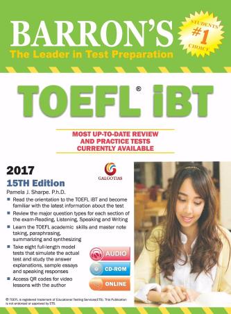 Book cover number 1 for Barron's TOEFL iBT 15th Edition 2018 written by NA published by Galgotia Publications Pvt. Ltd.