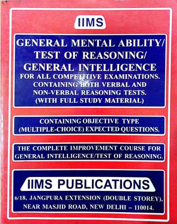 Book cover number 1 for General Mental Ability / Test Of Reasoning / General Intelligence written by Gopal K. Puri published by IIMS Publications