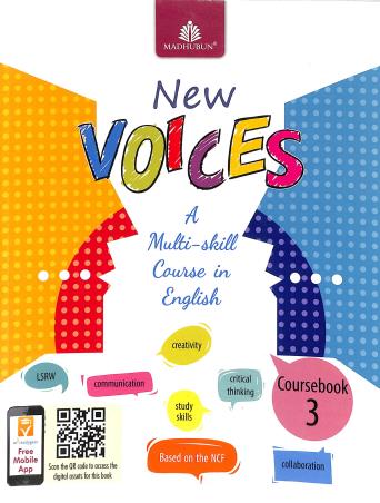 Book cover number 1 for New Voices Coursebook 3 written by Alka Batra published by Madhubun Educational Books