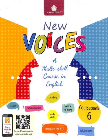 Book cover number 1 for New Voices Coursebook 6 written by Alka Batra published by Madhubun Educational Books