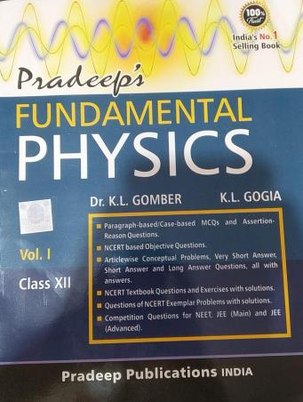Book cover number 1 for Fundamental Physics Volume 1 & 2 Class 12 written by K. L. Gomber, K. L. Gogia published by Pradeep Publications
