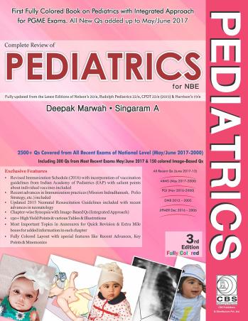 Book cover number 1 for Complete Review Of Pediatrics For NBE written by Deepak Marwah, A. Singaram published by CBS Publishers & Distributors Pvt. Ltd.