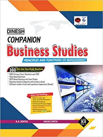 Book cover number 1 for Dinesh Companion Business Studies Class 12 Volume 1 & 2 written by Sanjay Gupta, O. P. Gupta published by S. Dinesh Sales Corp.