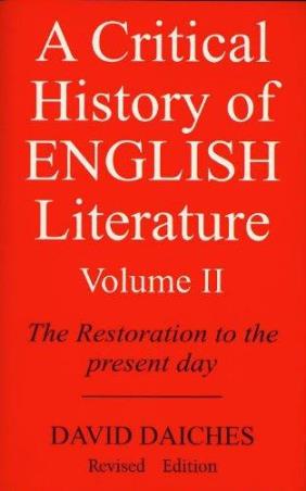 Book cover number 1 for A Critical History Of English Literature Volume 2 written by David Daiches published by Supernova Publishers
