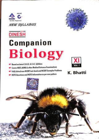 Book cover number 1 for Dinesh Companion Biology 11 Volume 1 & 2 written by K. Bhatti published by S. Dinesh & Co.