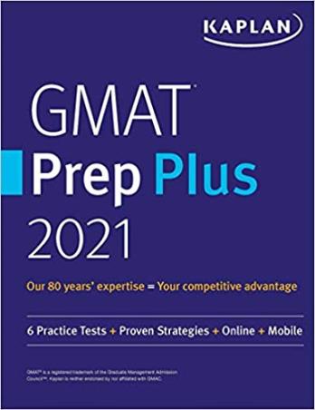 Book cover number 1 for GMAT Prep Plus 2021 written by NA published by Kaplan Publishing