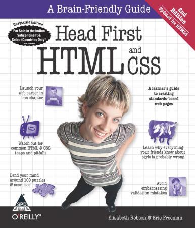 Book cover number 1 for Head First HTML And CSS written by Eric Freeman, Elisabeth Robson published by Shroff Publishers & Distributors Pvt. Ltd.