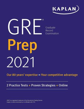 Book cover number 1 for GRE Prep 2021 written by NA published by Kaplan Publishing