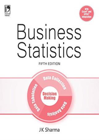 Book cover number 1 for Business Statistics (5th Edition) written by J. K. Sharma published by Vikas Publishing House Pvt Ltd
