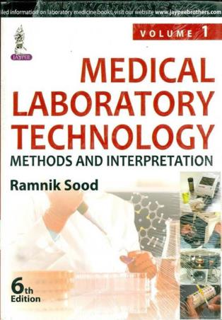 Book cover number 1 for Medical Laboratory Technology : Methods And Interpretation (Set Of 2 Books) written by Ramnik Sood published by Jaypee Brothers Medical Publishers (P) Ltd.