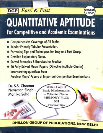 Book cover number 1 for Quantitative Apptitude For Competitive and Academic Examinations written by NA published by Dhillon Group of Publications