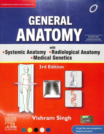 Book cover number 1 for General Anatomy With Systemic Anatomy, Radiological Anatomy, Medical Genetics written by Vishram Singh published by Elsevier