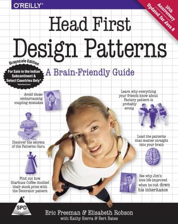 Book cover number 1 for Head First Design Patterns : A Brain-Friendly Guide written by Eric Freeman, Elisabeth Robson published by Shroff Publishers & Distributors Pvt. Ltd.